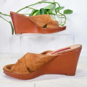 Bruno Ricci  10 Women Shoes Leather 41 Sandals Slip On Slide Wedge‎ Brown